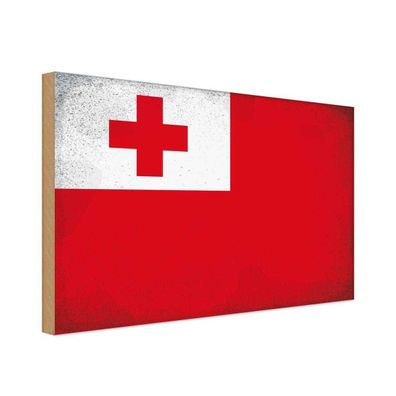 vianmo Holzschild Holzbild 20x30 cm Tonga Fahne Flagge