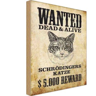 Holzschild 20x30 cm - Tiere wanted Schrödingers Katze Metal