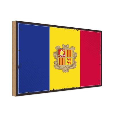 vianmo Holzschild Holzbild 18x12 cm Andorra Fahne Flagge