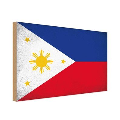 vianmo Holzschild Holzbild 20x30 cm Philippinen Fahne Flagge