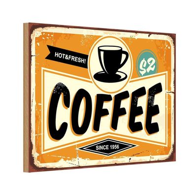 vianmo Holzschild 20x30 cm Essen Trinken Kaffee hot fresh Coffee
