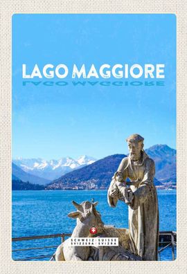 Holzschild 20x30 cm - Lago Maggiore Schweiz Skulptur Ziege