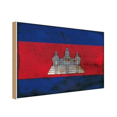 vianmo Holzschild Holzbild 20x30 cm Kambodscha Fahne Flagge