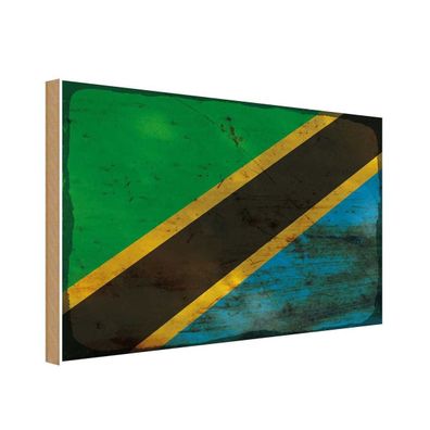 vianmo Holzschild Holzbild 20x30 cm Tansania Fahne Flagge