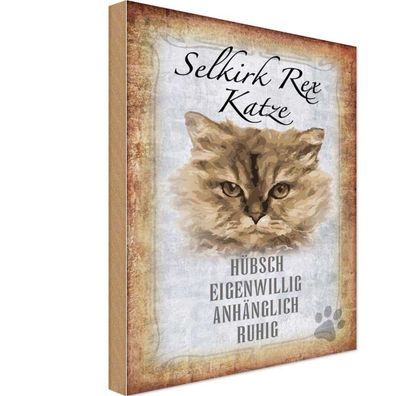 Holzschild 20x30 cm - Selkirk Rex Katze ruhig Geschenk
