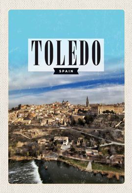 Blechschild 20x30 cm - Toledo Spain Panorama Stadt