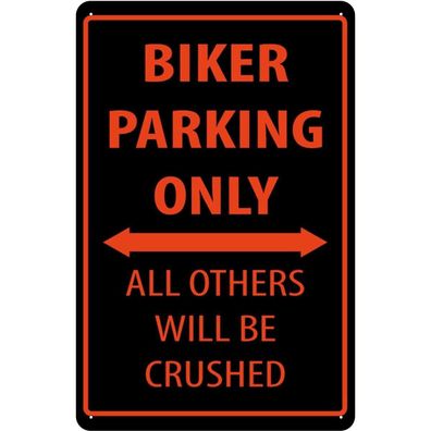 vianmo Blechschild 20x30 cm gewölbt Warnung Fahrrad Biker parking only