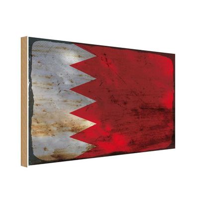 vianmo Holzschild Holzbild 20x30 cm Bahrain Fahne Flagge