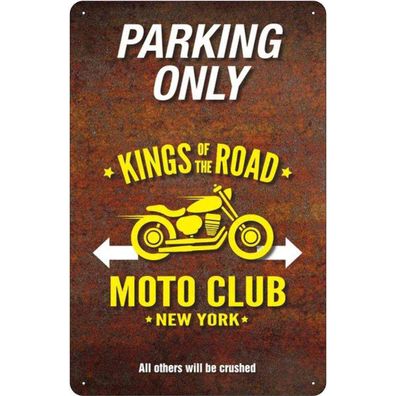 Blechschild 20x30 cm - parking only moto club new york