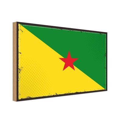 vianmo Holzschild Holzbild 20x30 cm Französisch-Guayana Fahne Flagge
