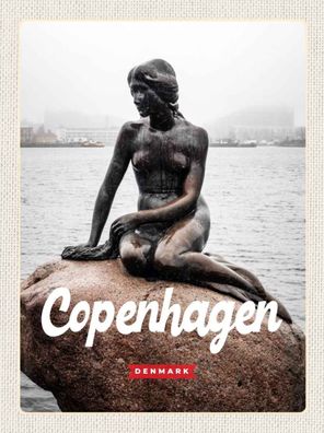 Holzschild 20x30 cm - Copenhagen Denmark Meerjungfrau