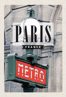 Holzschild 20x30 cm - Paris France Metro Reiseziel