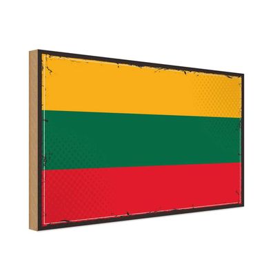 vianmo Holzschild Holzbild 18x12 cm Litauen Fahne Flagge