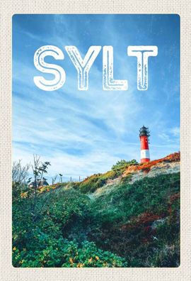 Holzschild 20x30 cm - Sylt Insel Deutschland Leuchtturm
