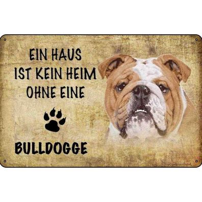 vianmo Blechschild 20x30 cm gewölbt Tier Bulldoge Hund ohne kein Heim