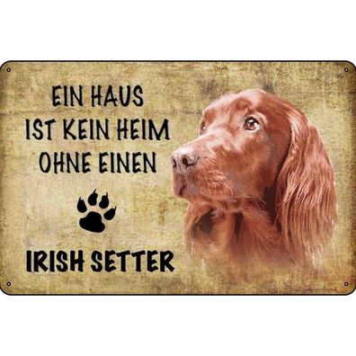 vianmo Blechschild 18x12 cm gewölbt Tier Irish Setter Hund Geschenk