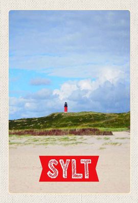 Holzschild 20x30 cm - Sylt Insel Deutschland Leuchtturmm