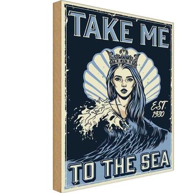 Holzschild 20x30 cm - Pinup Take me to the sea