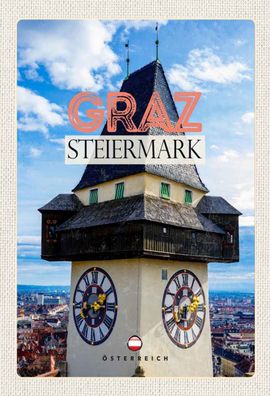 Holzschild 20x30 cm - Graz Steiermatk Kirche Ausblick Stadt