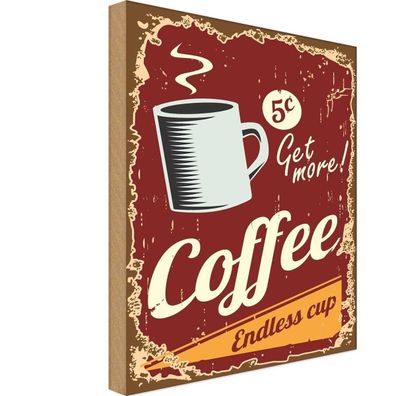 vianmo Holzschild 20x30 cm Essen Trinken Kaffee Coffee endless cup