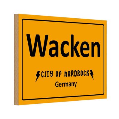 Holzschild 20x30 cm - Wacken City of Hardrock Germany