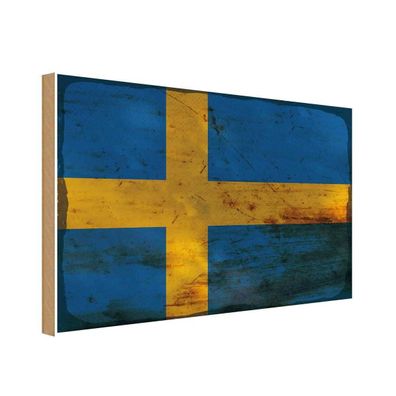 vianmo Holzschild Holzbild 20x30 cm Schweden Fahne Flagge
