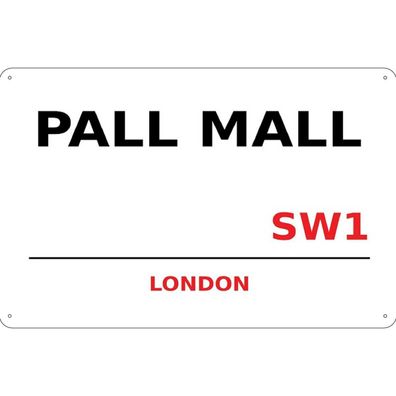 vianmo Blechschild 18x12 cm gewölbt England Pall Mall SW1 Metall Wanddeko