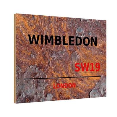 vianmo Holzschild 20x30 cm Europa Wimbledon SW19 rust