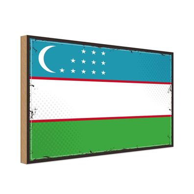 vianmo Holzschild Holzbild 20x30 cm Usbekistan Fahne Flagge