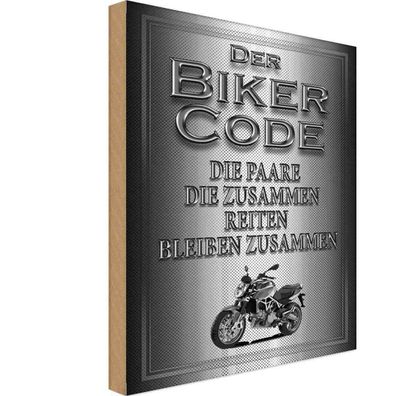 Holzschild 20x30 cm - Motorrad Biker Code Paare zusammen