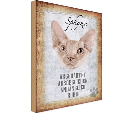vianmo Holzschild 20x30 cm Tier Sphynx Katze Geschenk Wanddeko