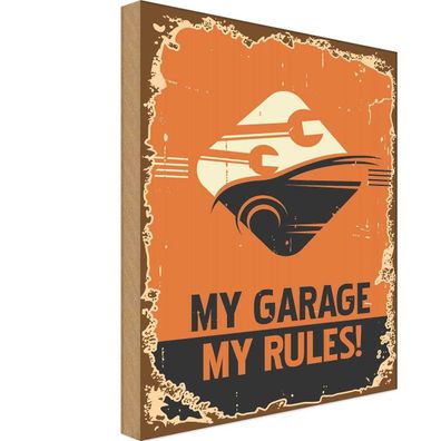 vianmo Holzschild 18x12 cm Garage Werkstatt Auto my garage my rules
