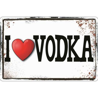 vianmo Blechschild 20x30 cm gewölbt Essen Trinken Alkohol i love Vodka Metall ...