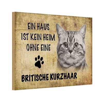 vianmo Holzschild 20x30 cm Tier Britische Kurzhaar Katze