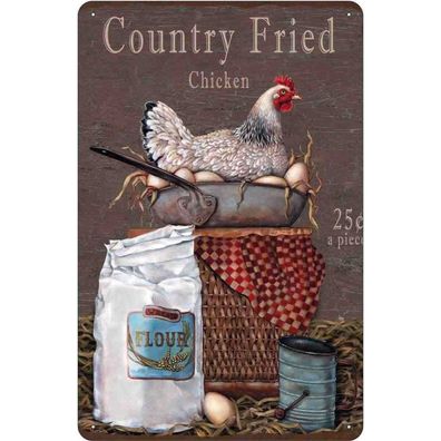 vianmo Blechschild 20x30 cm gewölbt Dekoration Huhn country Fried Chicken