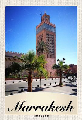 Blechschild 20x30 cm - Marrakesch Marokko Kultur Moschee