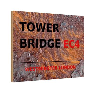 vianmo Holzschild 20x30 cm England Westminster Tower Bridge EC4