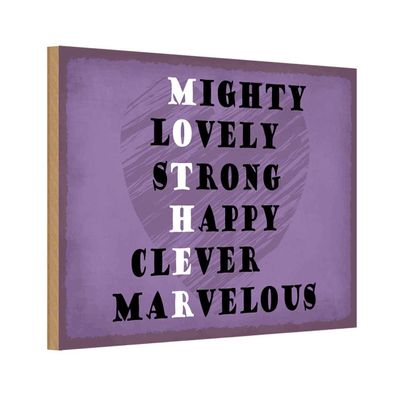 Holzschild 20x30 cm - Mother mighty lovely happy Mama