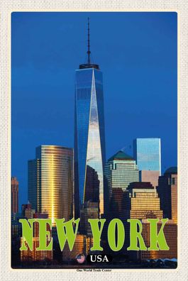 Holzschild 20x30 cm - New York USA One World Trade Center