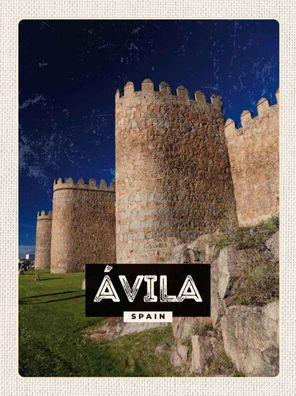 Holzschild 20x30 cm - Avila Spain Mittelalter Turm