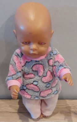 Pulli mit rosa Herze und passender Hose für Puppen in der Gr. 40-45 cm