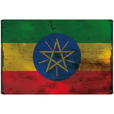 vianmo Blechschild Wandschild 20x30 cm Äthiopien Fahne Flagge