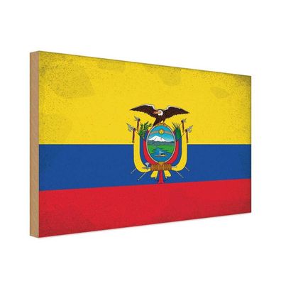vianmo Holzschild Holzbild 20x30 cm Ecuador Fahne Flagge