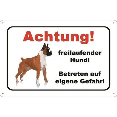 vianmo Blechschild 20x30 cm gewölbt Warnung Achtung freilaufender Hund