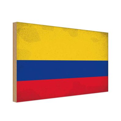 vianmo Holzschild Holzbild 20x30 cm Kolumbien Fahne Flagge