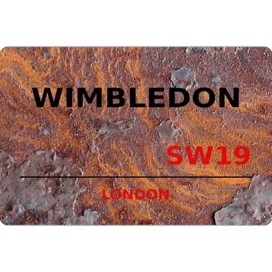 vianmo Blechschild 18x12 cm gewölbt Europa Wimbledon SW19 rust