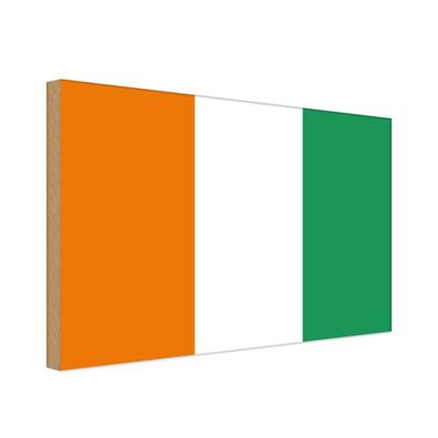 vianmo Holzschild Holzbild 18x12 cm Elfenbeinküste Fahne Flagge