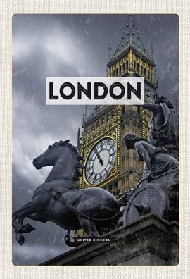 Holzschild 20x30 cm - London Big Ben Queen Elizabeth Tower