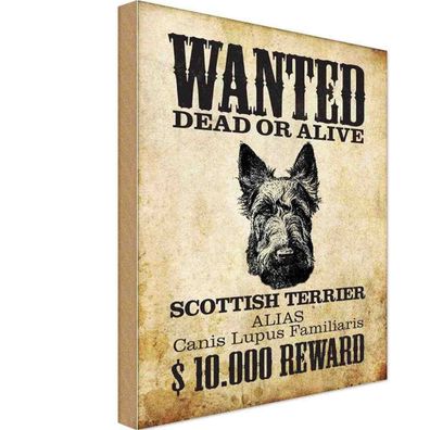 Holzschild 20x30 cm - Hund wanted Scottish Terrier Metal