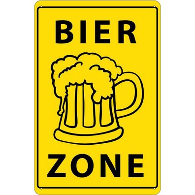 vianmo Blechschild 20x30 cm gewölbt Essen Trinken Bier Zone gelbes